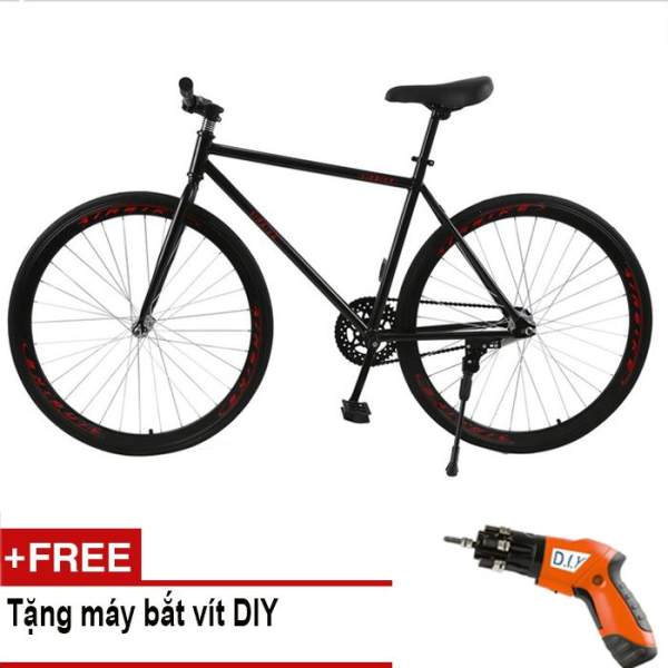 Xe đạp Fixed Gear Air Bike MK78 (đen) + Tặng máy bắt vít DIY
