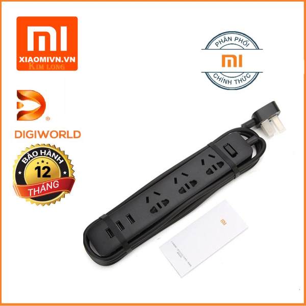 Ổ cắm Xiaomi Power Strip có 3 cổng USB (Đen) Digiworld