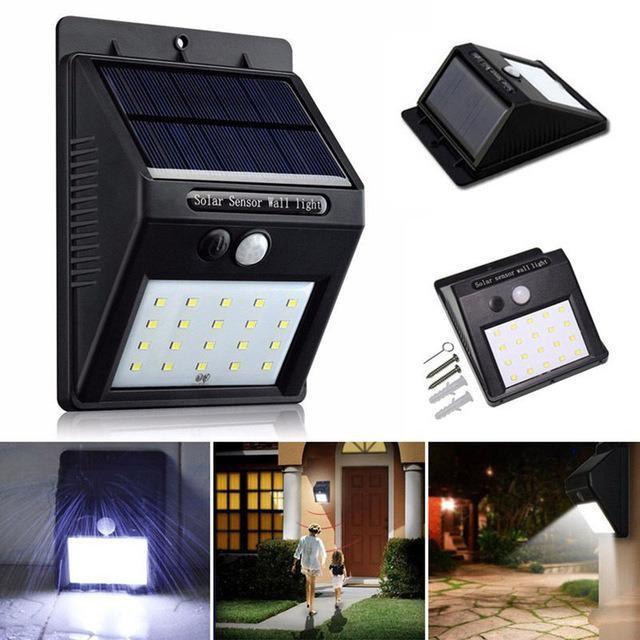 Đèn cảm biến hồng ngoại sử dụng năng lượng mặt trời Solar sensor Wall light - 30 Led siêu sáng (Đen)