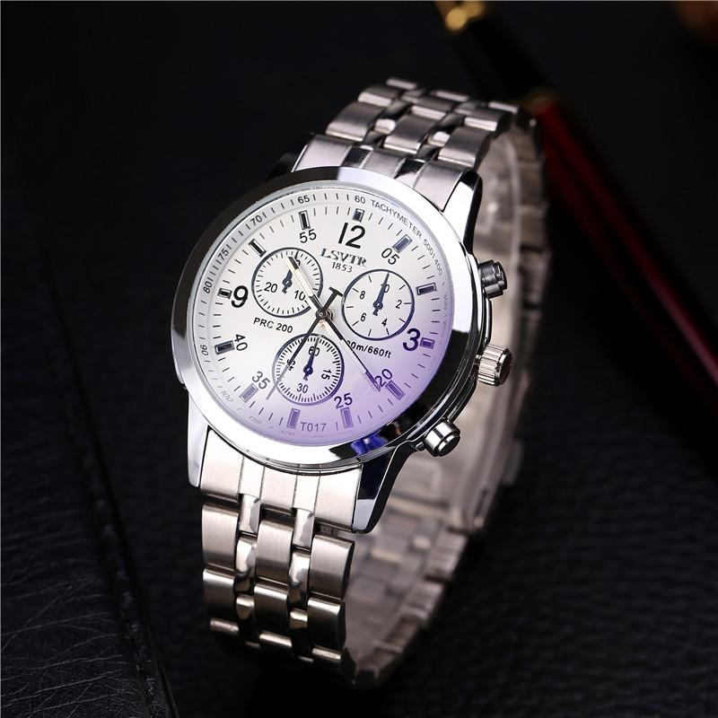 Luxury Blue Ray Glass กันน้ำ stainless QUARTZ ชาย Watch