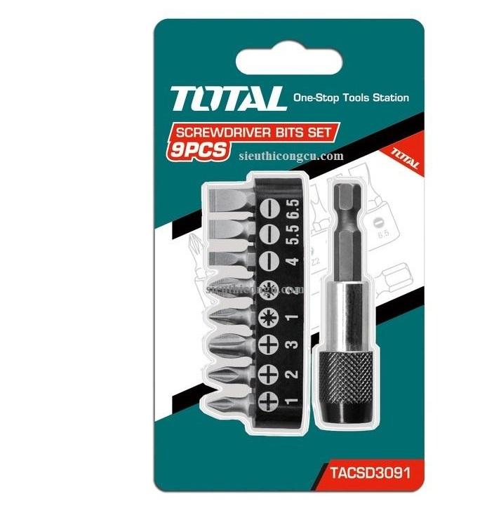 Bộ đầu tua vít 9 chi tiết Total TACSD3091