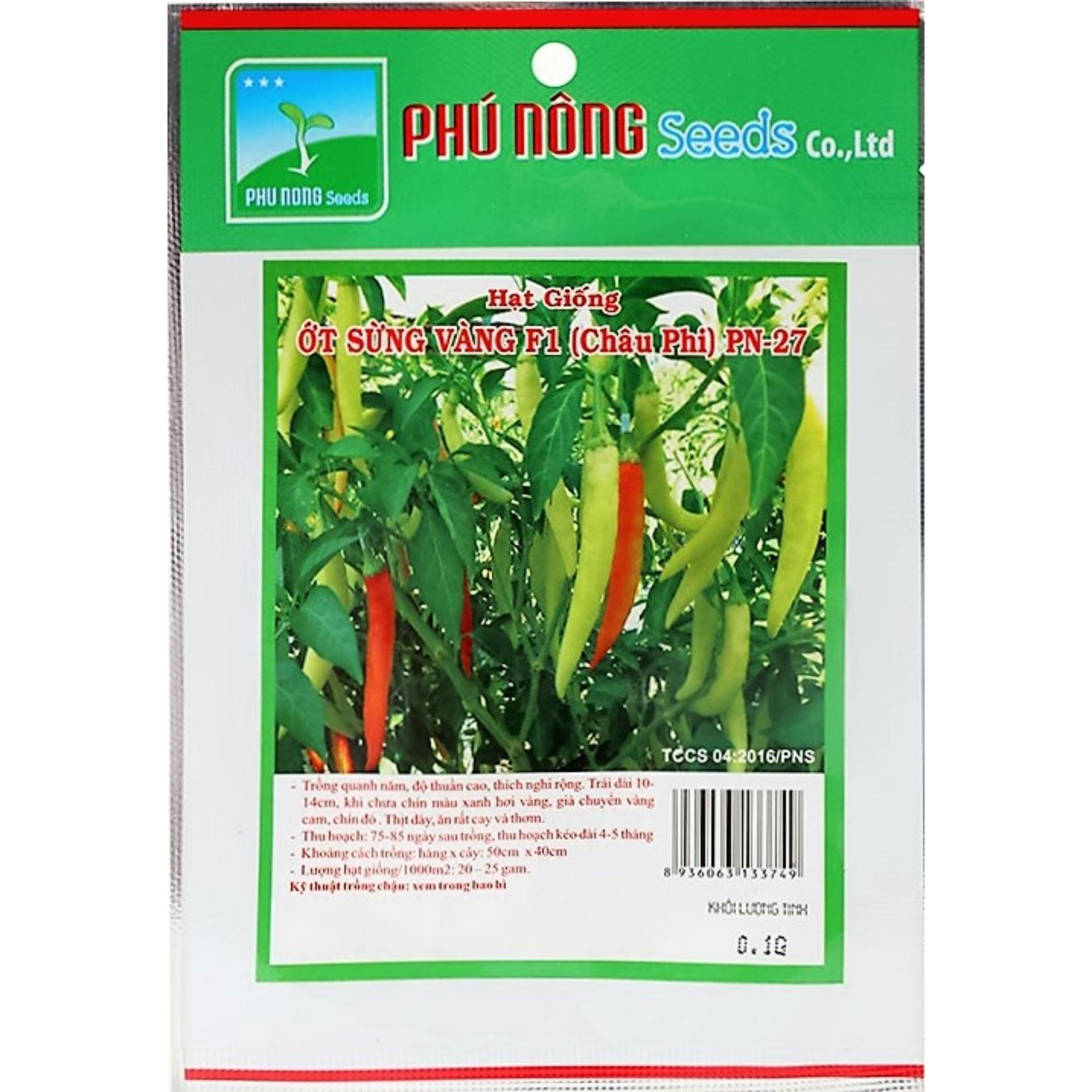 Hạt giống ớt sừng vàng F1 PN-27 Phú Nông Seeds gói 0,1g