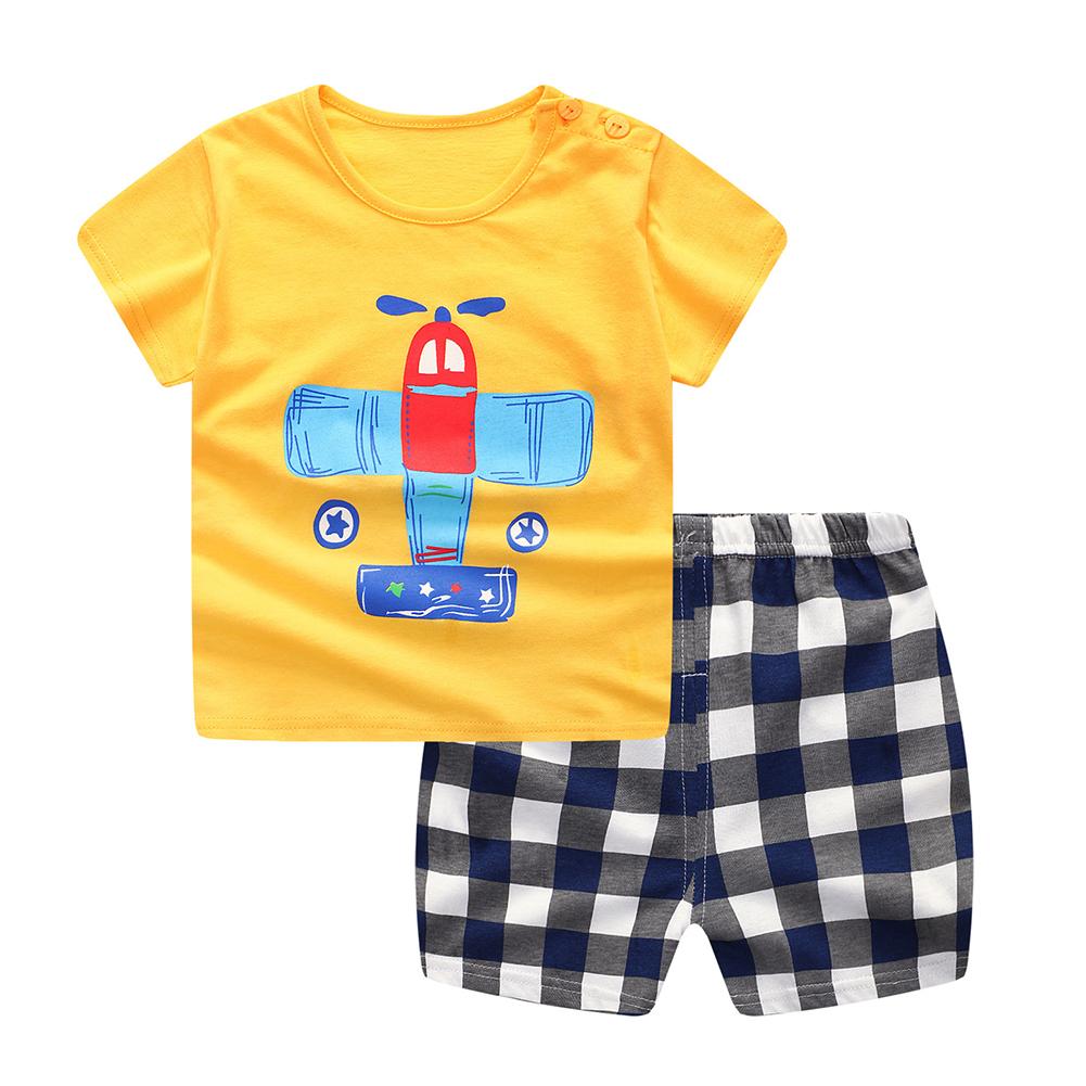 Attempt Mall 2 Pcs เด็กทารกชุดเสื้อผ้าเสื้อยืดลายการ์ตูน + กางเกงขาสั้นชุดลำลอง Attempt Mall 2 Pcs เด็กทารกชุดเสื้อผ้าเสื้อยืดลายการ์ตูน + กางเกงขาสั้นชุดลำลอง
