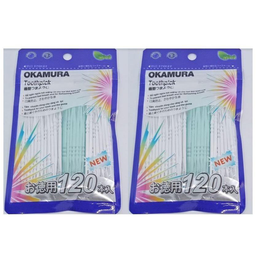 Tăm Nhựa Okamura 120 cây combo 2 gói