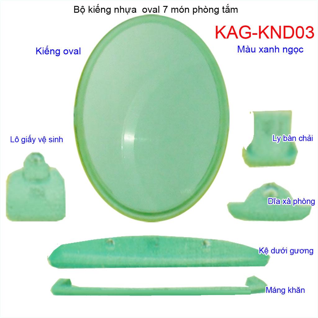 Kiếng nhựa oval 6 món, gương soi 6 món KAG-KND03