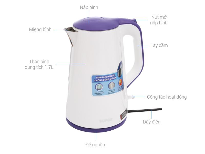 Bình đun siêu tốc Supor SWF17S20AVN 1.7L