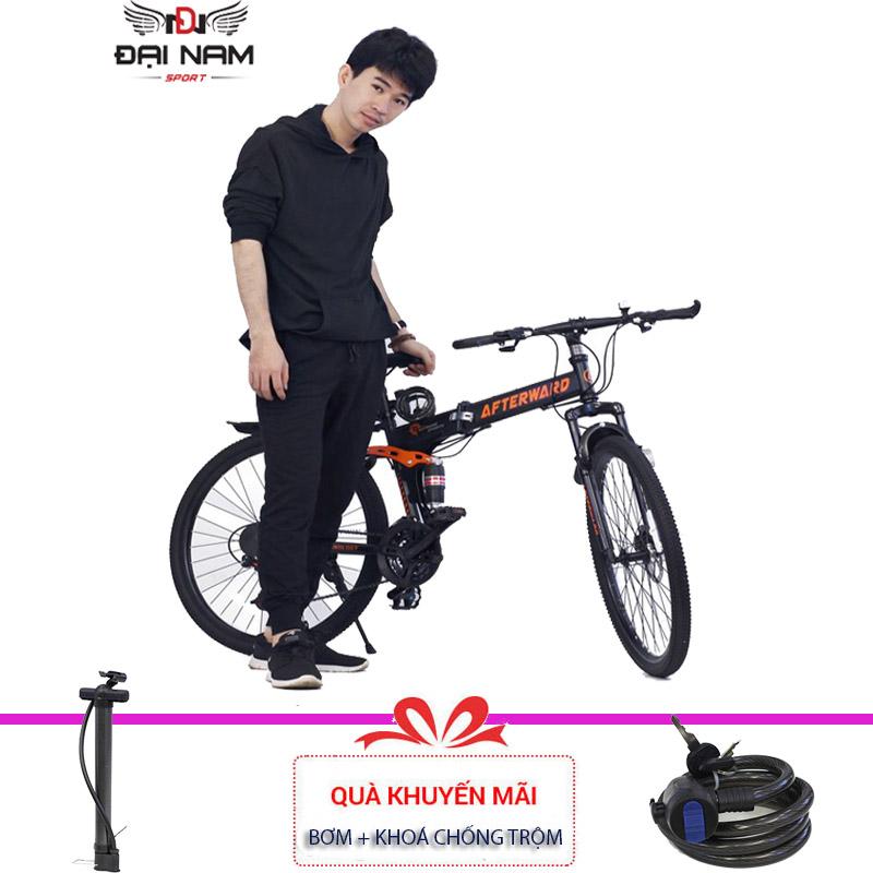 Xe đạp thể thao gấp gọn After Ward đen + (Tặng khoá chống trộm và bơm)