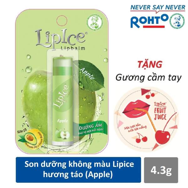 Son dưỡng không màu LipIce hương Táo 4.3g + Tặng gương cầm tay xinh xắn