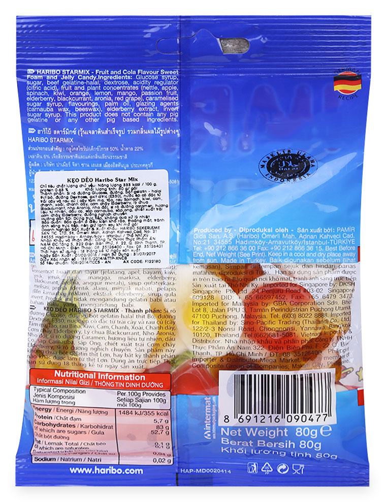 Kẹo dẻo Starmix hiệu Haribo 80g