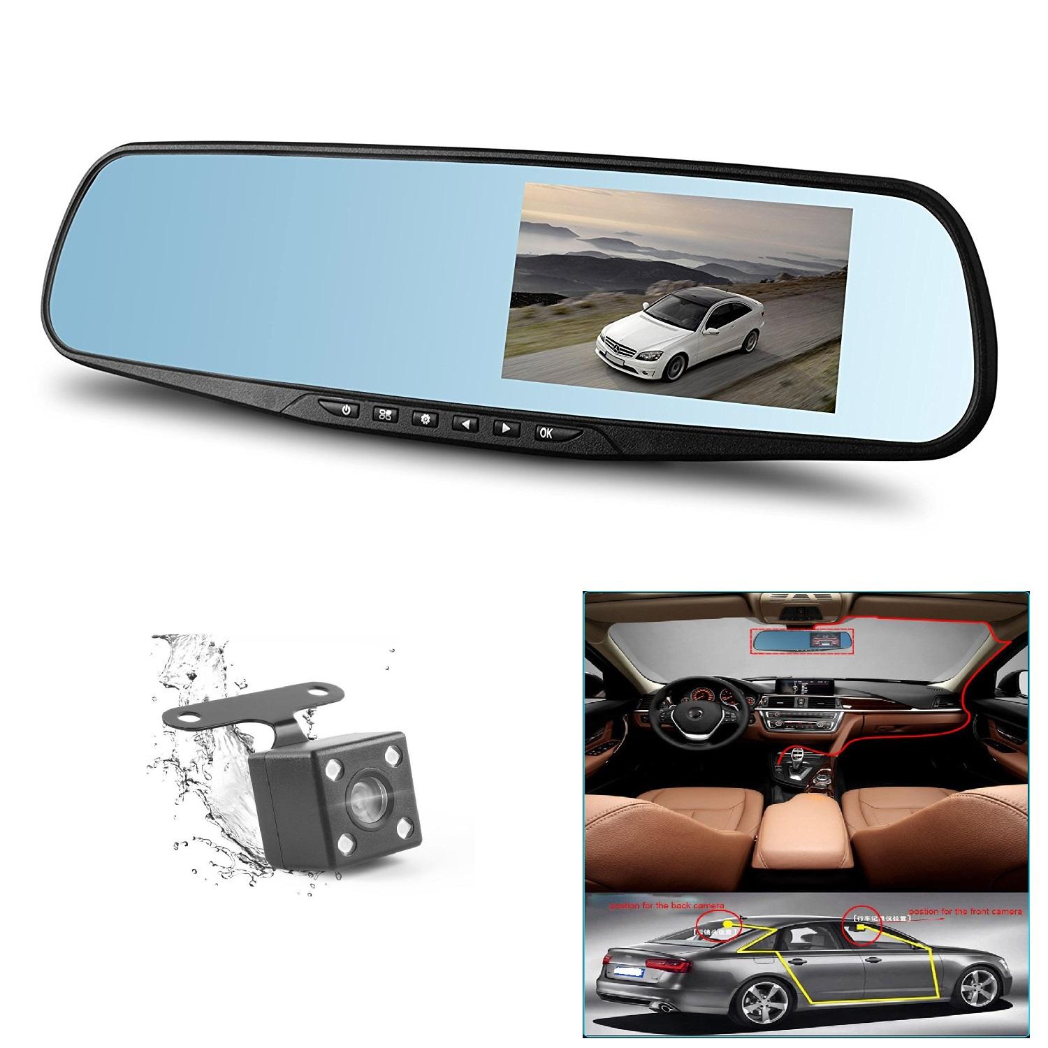Camera hành trình 4.3'' 1080P tích hợp gương chiếu hậu