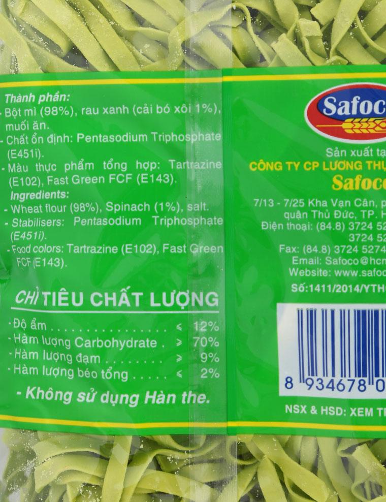 Mì Safoco Rau Xanh 250g