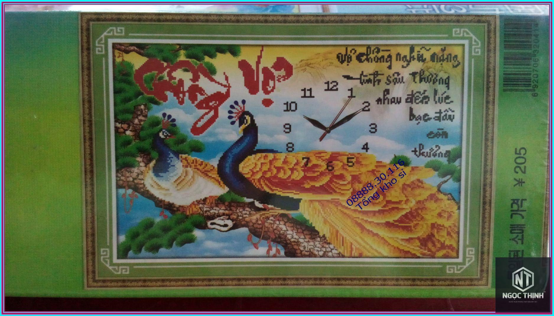 Tranh gắn đá H2041 - Đồng hồ vợ chồng
