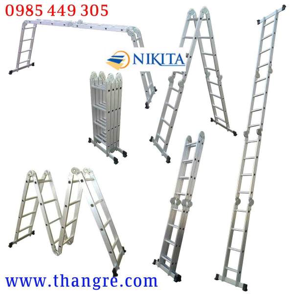 Thang nhôm gấp 4 đa năng Nikita cao 4,7m (G47)