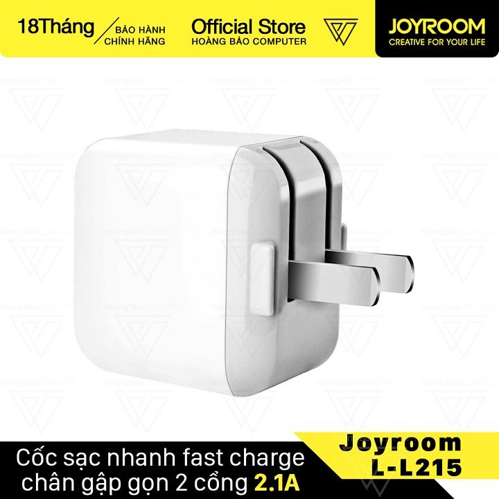 Củ sạc chân gập 2 cổng 2.1A Joyroom L-L215