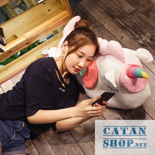 Gối mền kỳ lân 3 trong 1 siêu cute, nỉ nhung cực mịn, chăn gối văn phòng unicorn ngựa 1 sừng, gấu bông CATAN shop, quà tặng sinh nhật 8/3 20/10