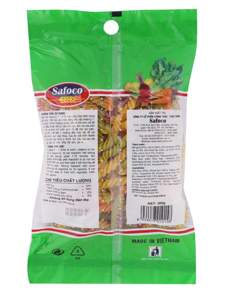 Nui rau củ Safoco xoắn 300g