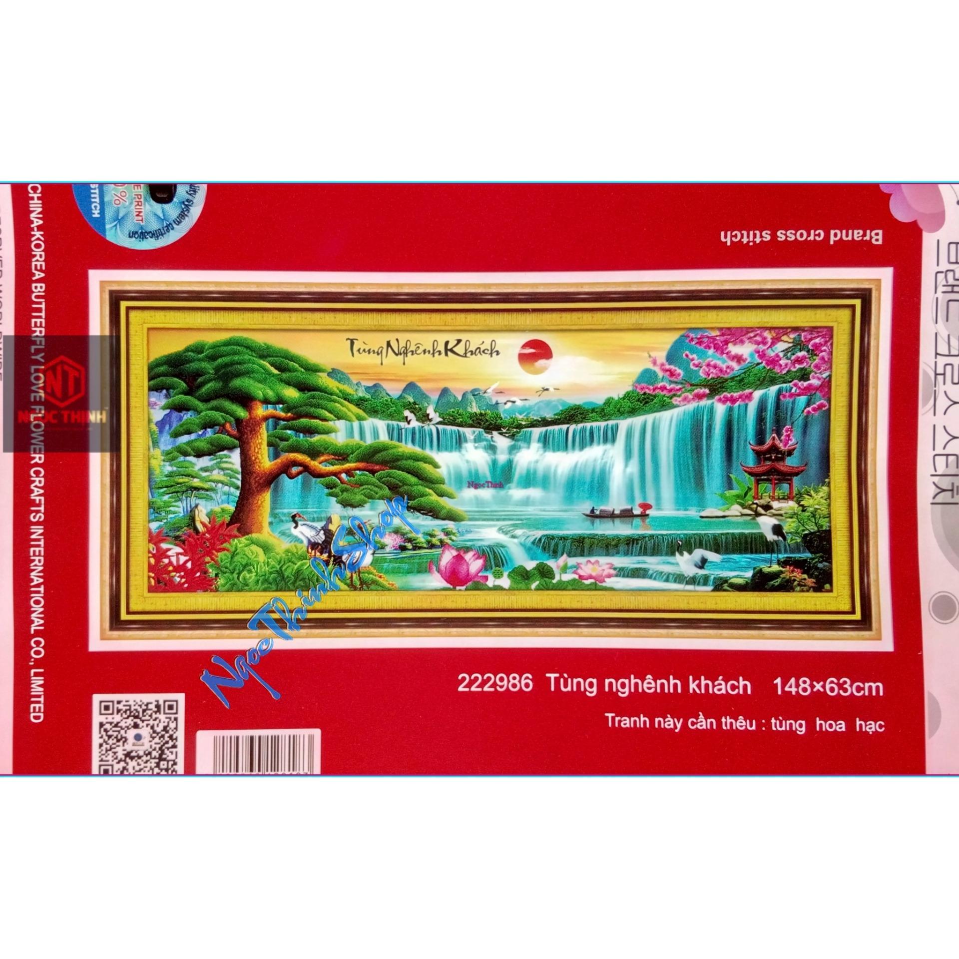 Tranh thêu chữ thập 222986 - Tùng nghênh khách