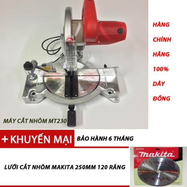 Máy cắt nhôm MT230, tặng lữoi cắt nhôm makita 250mm,120 răng.