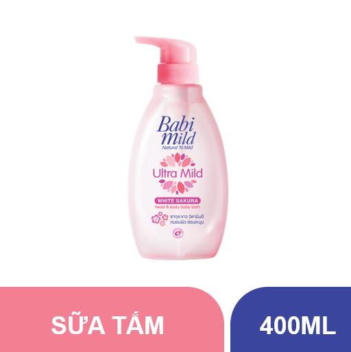 Sữa tắm gội toàn thân cho bé Babi Mild White Sakura 400ml