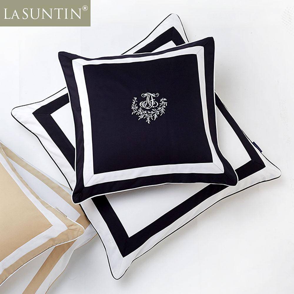 Lasuntin Liz 80 Bông Ai Cập Màu Xanh Và Trắng Ghép Đôi Văn Phòng Sô Pha Bộ Đệm Tựa Gối Ôm 100% Cotton Không Bao Gồm Lõi