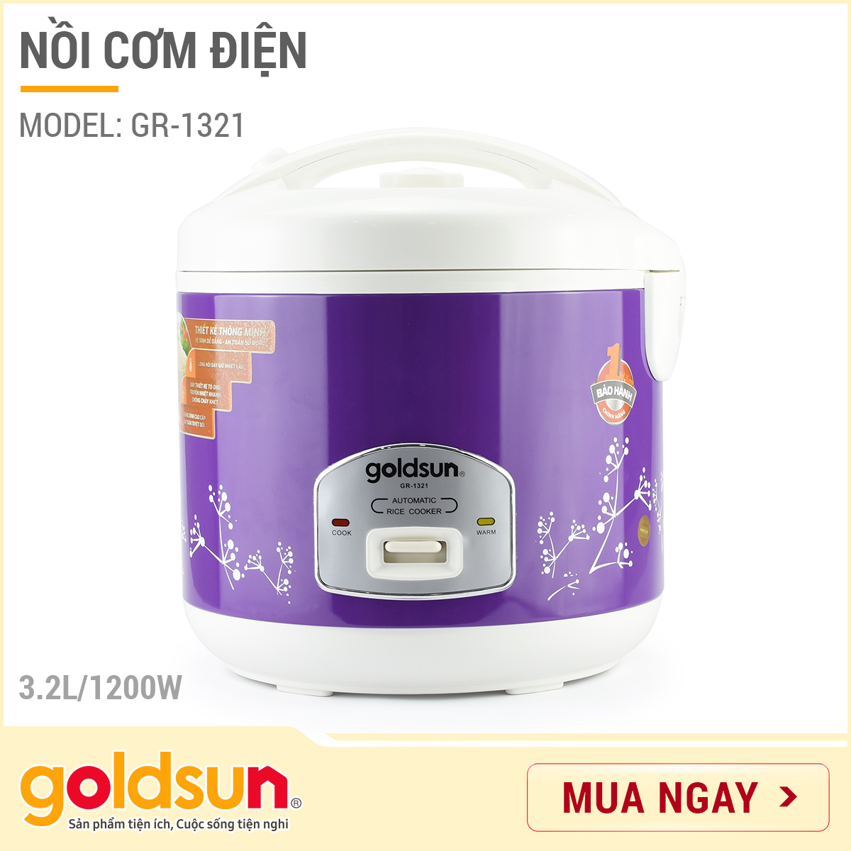 Nồi cơm điện Goldsun GR-1321 3.2L