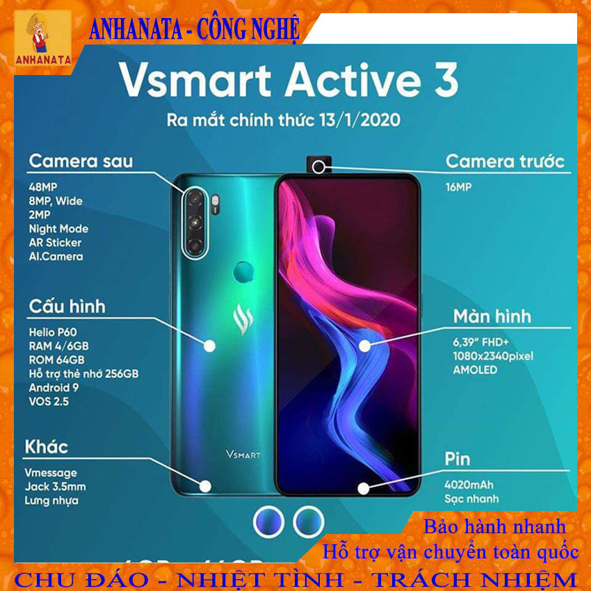 Điện thoại Vsmart Active 3 - 4GB RAM, 64GB
