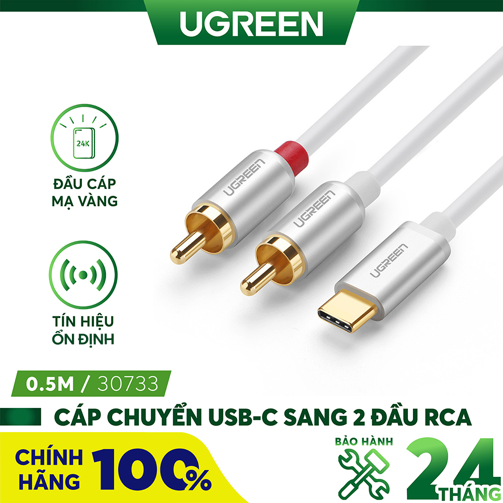 Cáp chuyển đổi USB type-C sang 2 đầu RCA UGREEN 30735
