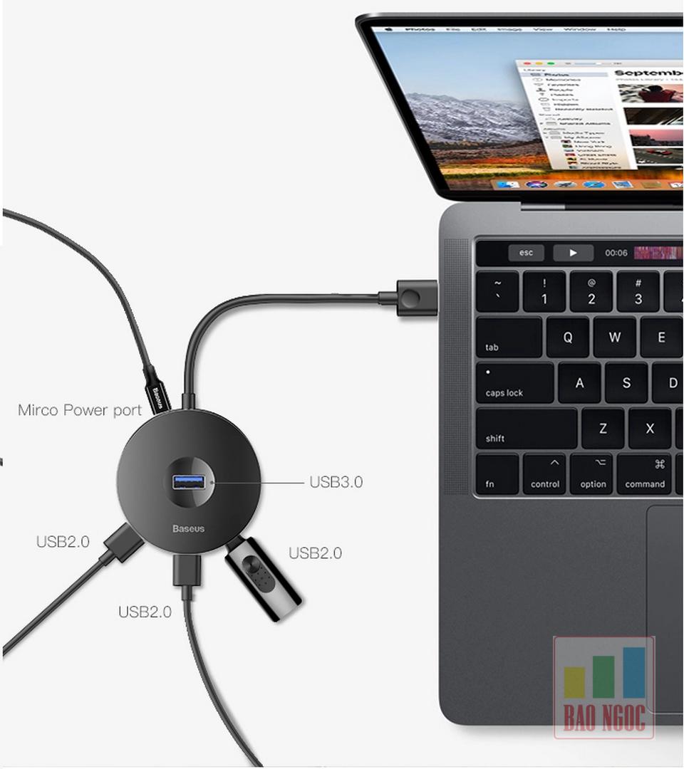 BỘ HUB CHUYỂN ĐỔI TYPE C SANG 4 CỔNG USB 3.0 BASEUS CAHUB-G01
