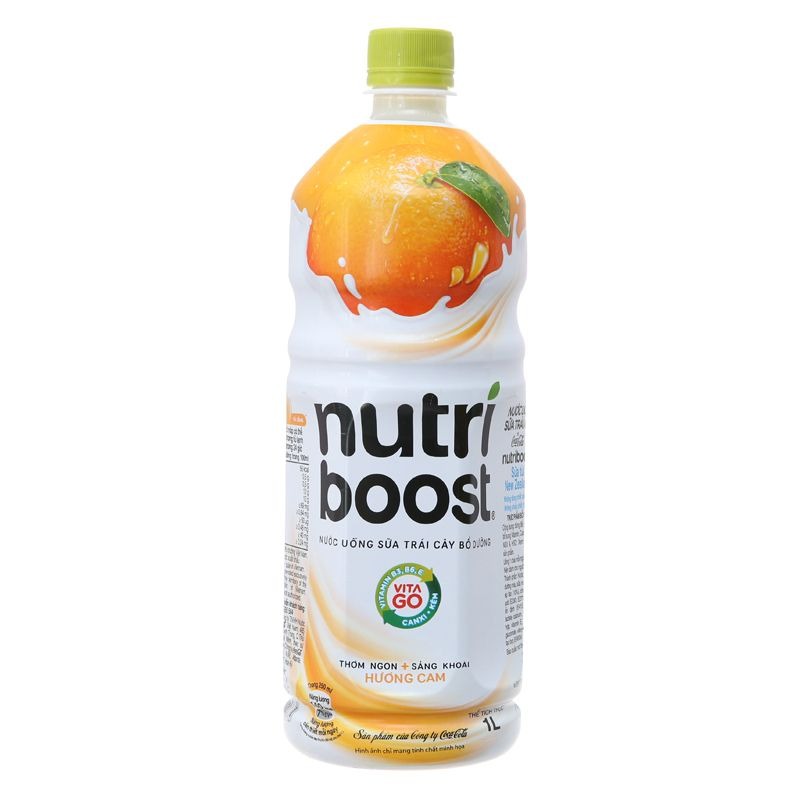 Nước uống sữa trái cây hương cam, dâu Nutri Boost chai 1L