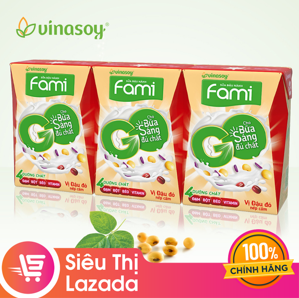 Thùng 36 hộp sữa đậu nành đậu đỏ nếp cẩm Fami Go 200ml