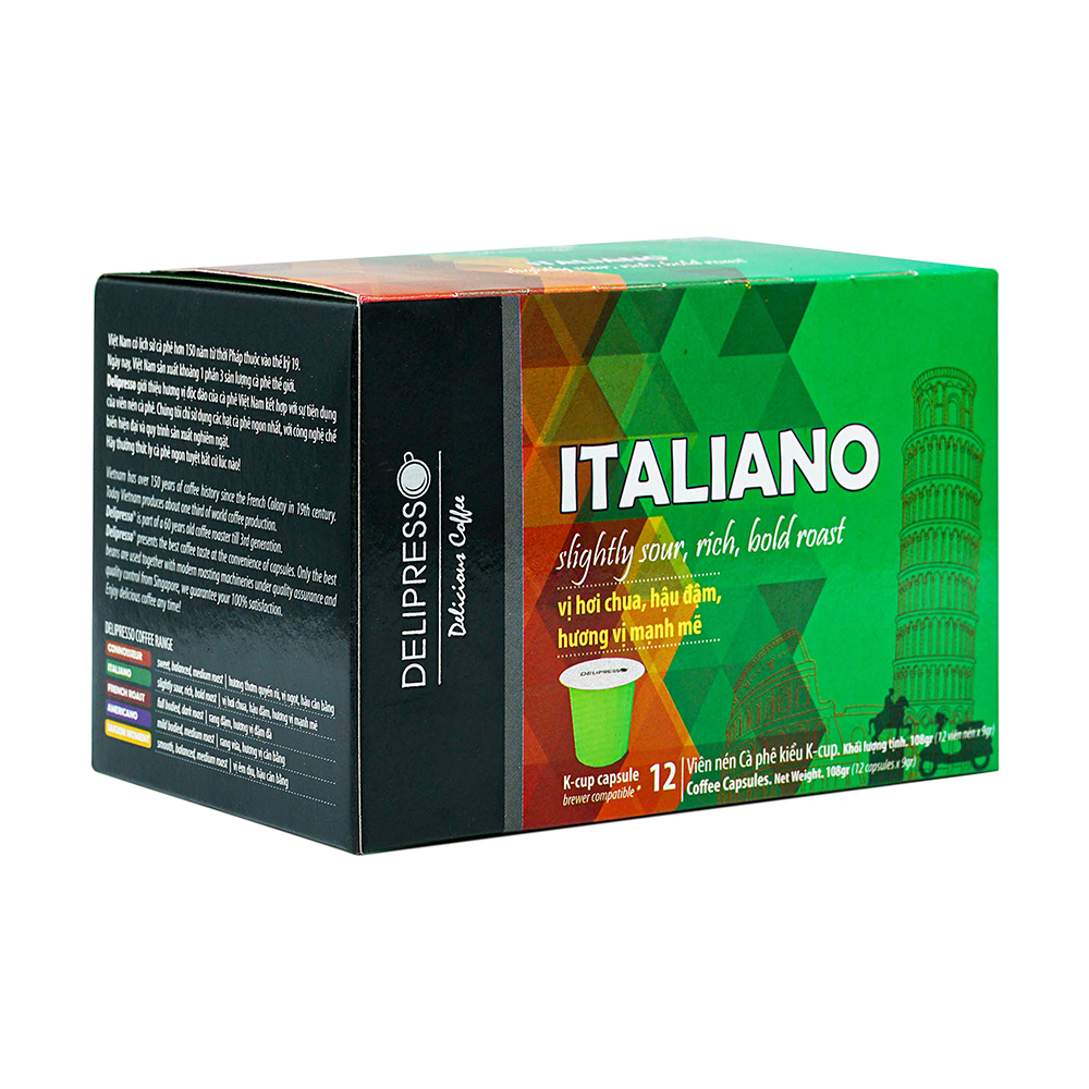 Cà phê Delipresso Italiano 12 viên 9g