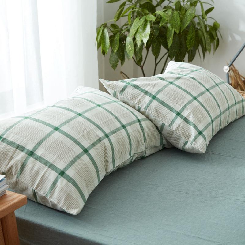 Bông Giặt Nước Vỏ Gối 100% Cotton Vân Sọc Kẻ Sọc Thoải Mái Thấm Mồ Hôi Thoáng Khí Phong Cách Nhật Bản Phong Cách Đồng Bằng 100% Cotton Duy Nhất Hai Người Vỏ Gối