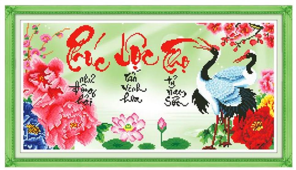Tranh thêu chữ thập Phúc Lộc Thọ - DLH-222928
