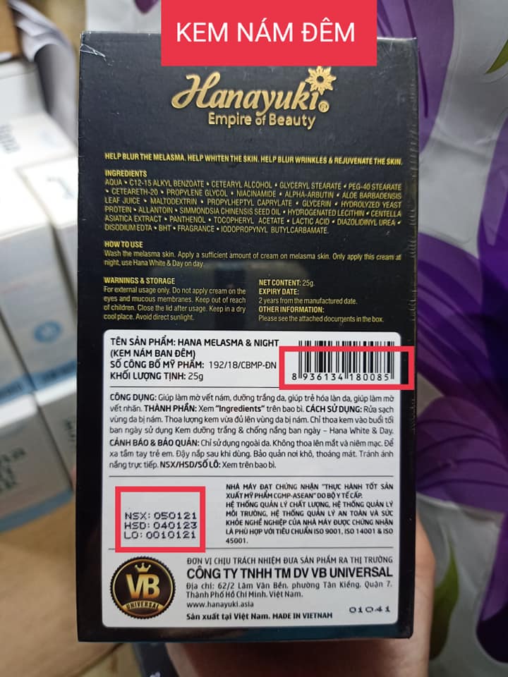 Kem trị nám đêm Hana Melasma & Night
