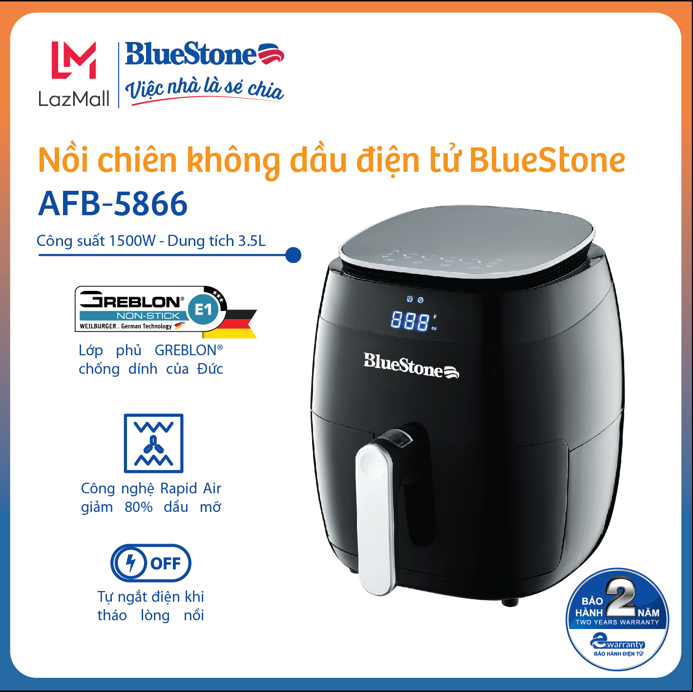 Nồi chiên không dầu Bluestone AFB-5866