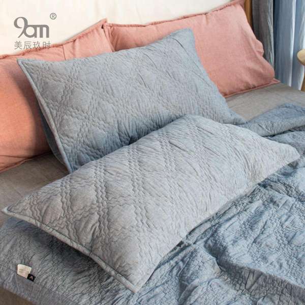 Thu Đông Giản Lược 15% Cây Đay Đồng Bằng Bông Quilt Chần Bông Đơn Vỏ Gối Người Lớn Một Cặp Dày Vỏ Gối