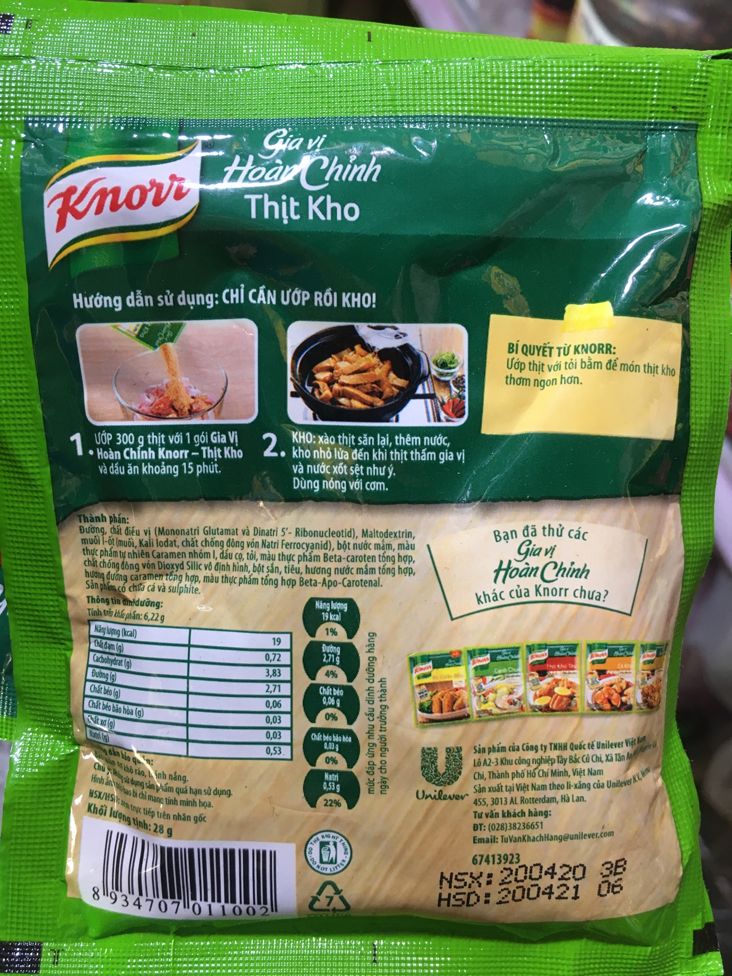 Gia Vị Knorr Thịt Kho 28g combo 5 gói