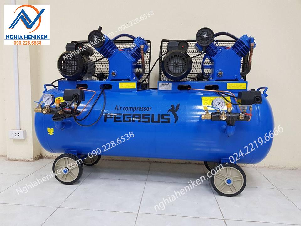 Máy nén khí dây đai pegasus 2 đầu nen,2 motor Koku TM-V-0.25-12.5x2-230L