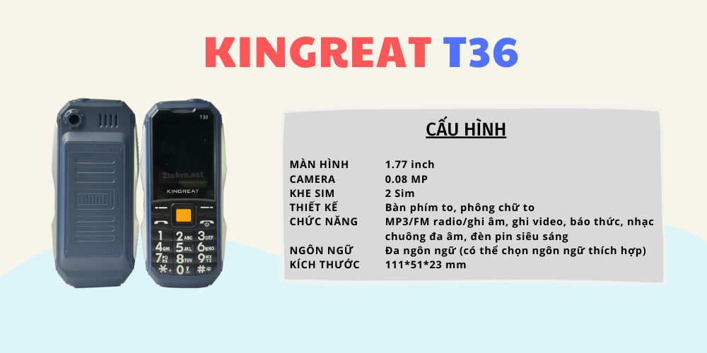 Điện thoại Kingreat T36