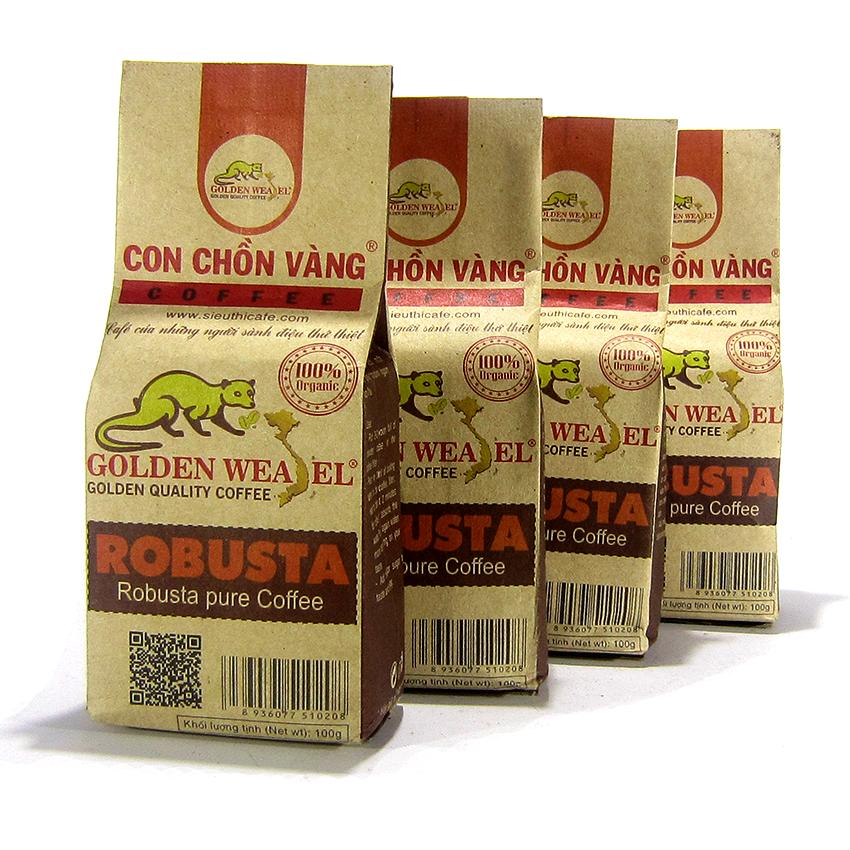 Cà phê bột nguyên chất Robusta Con Chồn Vàng