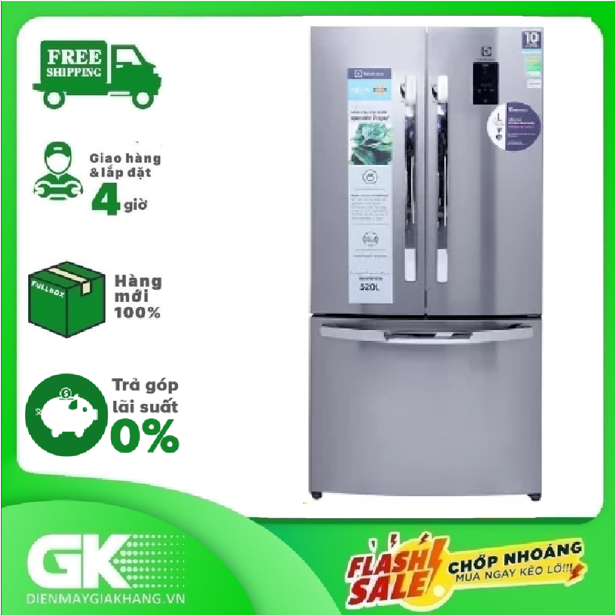 Tủ lạnh inveter Electrolux  EHE5220AA-DVN - 524 Lít, 2 cửa