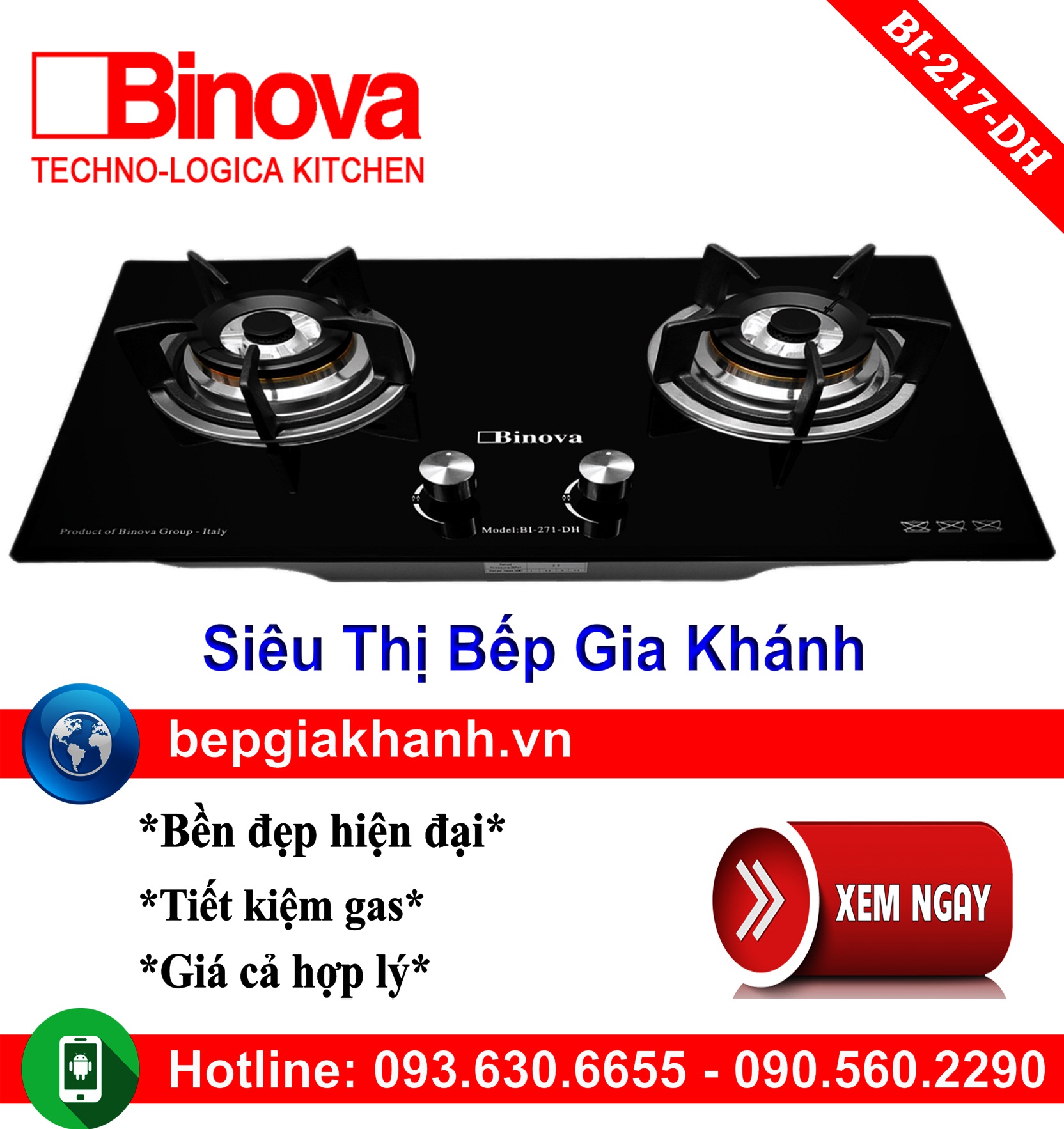 Bếp gas âm Binova BI-271-DH