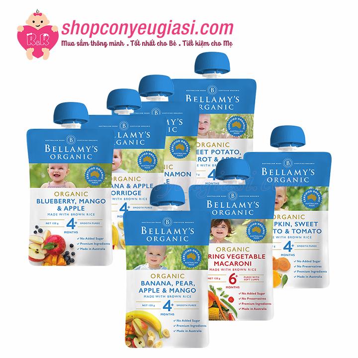 Trái cây xay nhuyễn Bellamy's Organic kem sữa chuối và hạt lanh 120g
