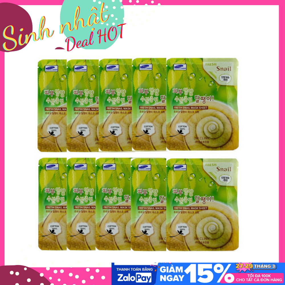 Mặt nạ chiết xuất ốc sên 3W Clinic Fresh Snail Mask Sheet 23ml