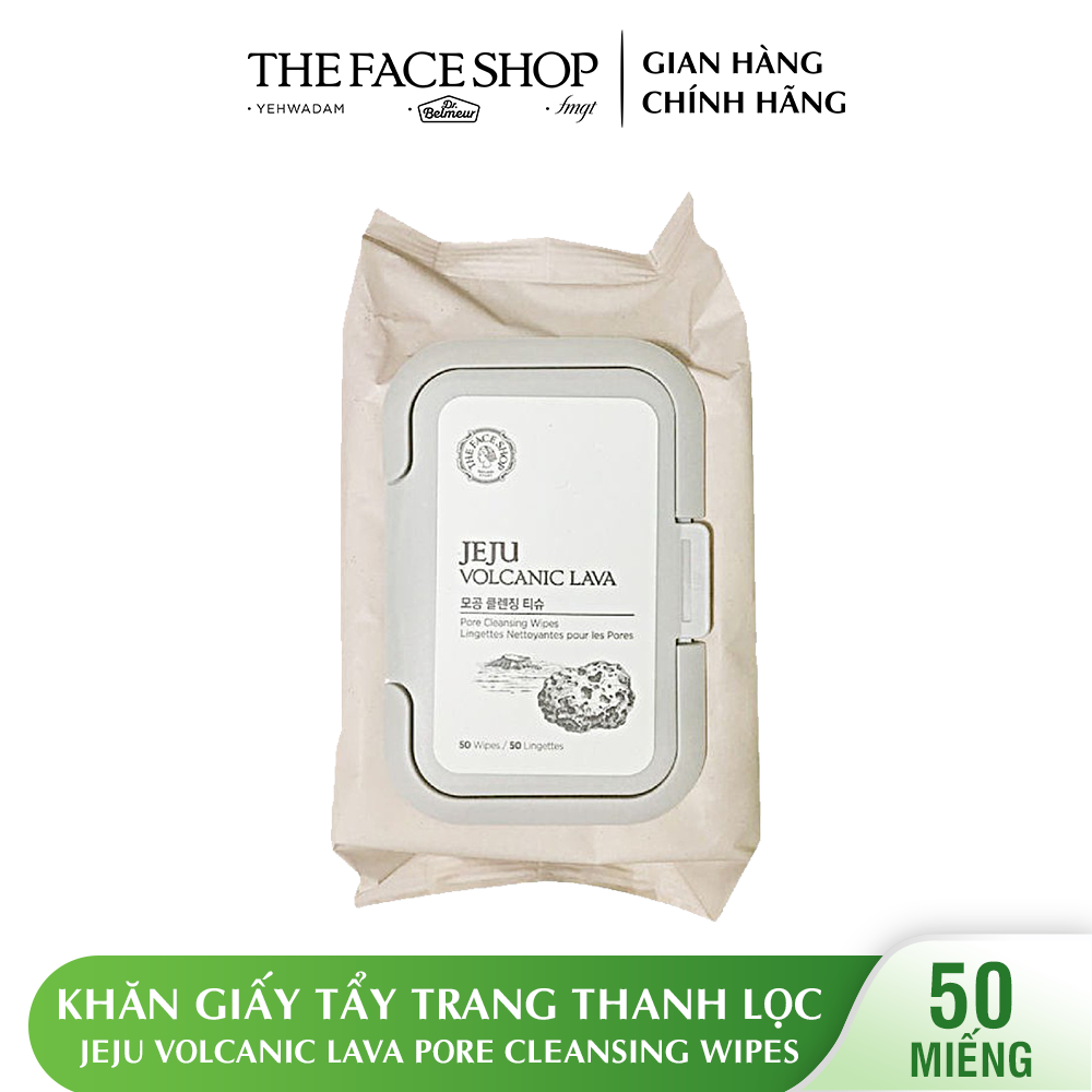 Khăn giấy tẩy trang thanh lọc lỗ chân lông TheFaceShop Jeju Volcanic Lava Pore Cleansing Wipes