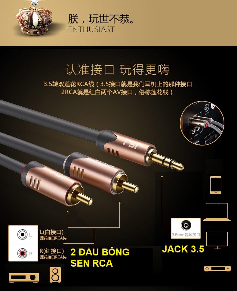 CÁP LOA JACK 3.5 RA 2 ĐẦU HOA SEN JSJ JA-3322