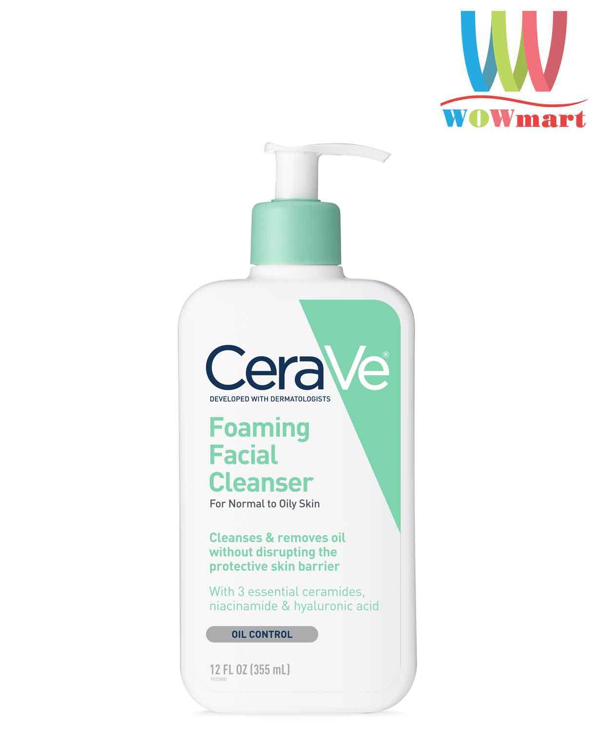 Sữa rửa mặt CeraVe Foaming Facial Cleanser For Normal To Oily Skin - 355ml, Sữa rửa mặt dành cho da thường, da dầu