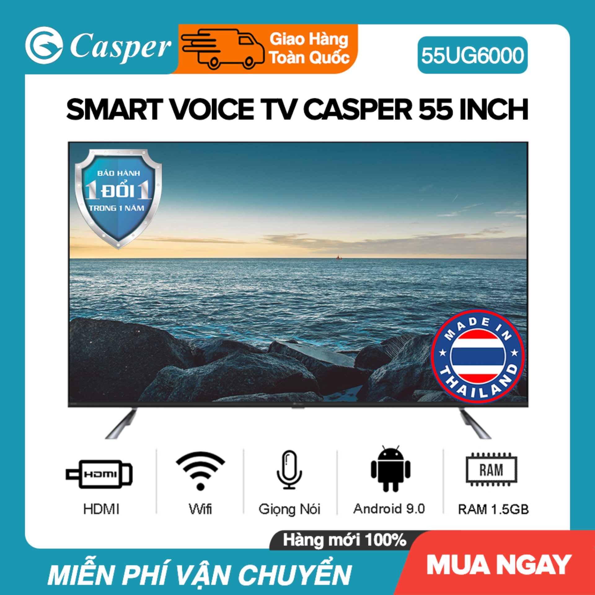 Smart Tivi Casper 55UG6000 55 inch 4K UHD