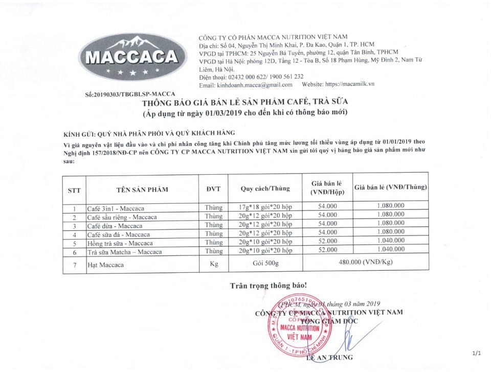 Cà phê sầu riêng Maccaca