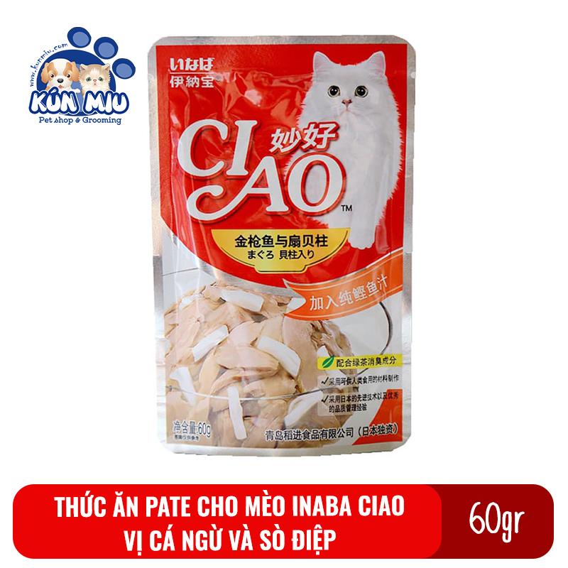 Pate Ciao vị cá ngừ và sò điệp cho mèo gói 60g